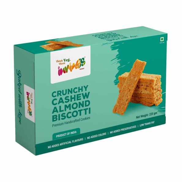 Innings Bakery Crunchy Cashew Almond Biscotti 225 gm Box