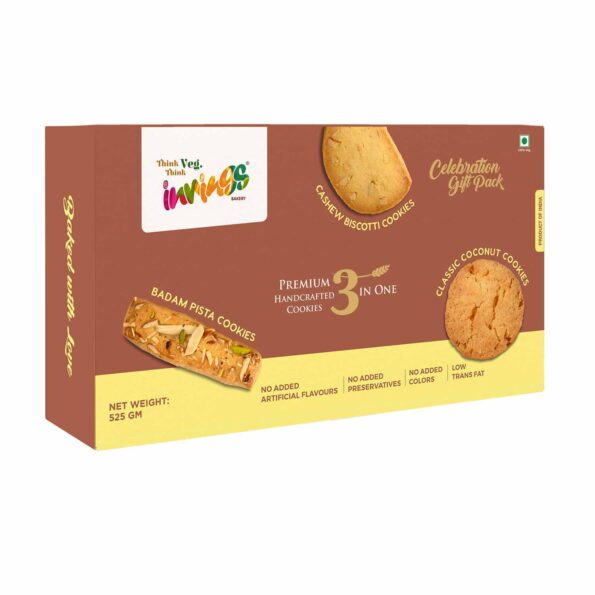 3 in 1 Combo Cookies 525 gm Box (Badam Pista, Classic Coconut and Cashew Biscotti)