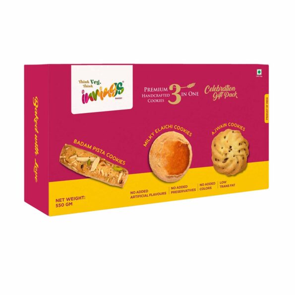 3 in 1 Combo Cookies 550 gm Box (Badam Pista, Milky Elaichi and Ajwain)
